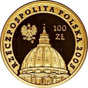 Poland 100 Zlotych Pope John Paul II 2005 MW Proof Y# 540 RZECZPOSPOLITA POLSKA 2005 100 ZŁ MW coin obverse Poland 100 Zlotych Pope John Paul II 2005 MW Proof Y# 540 RZECZPOSPOLITA POLSKA 2005 100 ZŁ MW coin obverse