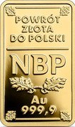Poland 100 Zlotych The Return of Gold to Poland 2019 MW Proof POWRÓT ZŁOTA DO POLSKI NBP SU 9999 coin reverse