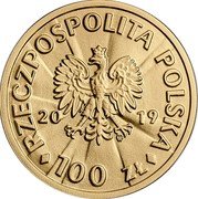 Poland 100 Zlotych (Wojciech Korfanty) RZECZPOSPOLITA POLSKA 2019 MW 100 ZŁ coin obverse