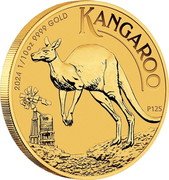 Australia 15 Dollars Charles III 1st Portrait. Australian Kangaroo 2024 P125 BU 2024 1/10 OZ 9999 GOLD KANGAROO P125 WR coin reverse