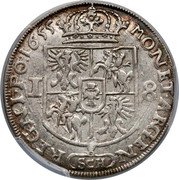 Poland 18 Groszy (Johann Casimir) 18 MONET ARGEN REGNI PO 1655 SCH coin reverse Poland 18 Groszy (Johann Casimir) 18 MONET ARGEN REGNI PO 1655 SCH coin reverse
