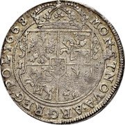 Poland 18 Groszy (Johann Casimir. Tytus Liwiusz Boratini) 18 MONET NOVA ARG REG POL 1668 coin reverse Poland 18 Groszy (Johann Casimir. Tytus Liwiusz Boratini) 18 MONET NOVA ARG REG POL 1668 coin reverse