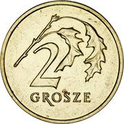Poland 2 Grosze Circulation Coin. Two Oak Leaves 2017 MW Y# 924 2 GROSZE coin reverse Poland 2 Grosze Circulation Coin. Two Oak Leaves 2017 MW Y# 924 2 GROSZE coin reverse
