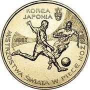 Poland 2 Zlote Football World Cup in Korea and Japan 2002 MW Y# 433 KOREA JAPONIA MISTRZOSTWA ŚWIATA W PIŁCE NOŻNEJ coin reverse Poland 2 Zlote Football World Cup in Korea and Japan 2002 MW Y# 433 KOREA JAPONIA MISTRZOSTWA ŚWIATA W PIŁCE NOŻNEJ coin reverse