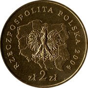 Poland 2 Zlote Podkarpacie Voivodeship 2004 MW Y# 490 RZECZPOSPOLITA POLSKA 2004 MW ZŁ 2 ZŁ coin obverse Poland 2 Zlote Podkarpacie Voivodeship 2004 MW Y# 490 RZECZPOSPOLITA POLSKA 2004 MW ZŁ 2 ZŁ coin obverse