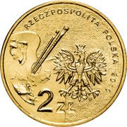 Poland 2 Zlote Artur Grottger 2010 MW Y# 746 RZECZPOSPOLITA POLSKA 2010 MW ZŁ 2 ZŁ coin obverse Poland 2 Zlote Artur Grottger 2010 MW Y# 746 RZECZPOSPOLITA POLSKA 2010 MW ZŁ 2 ZŁ coin obverse