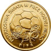 Poland 2 Zlote FIFA World Cup in Germany 2006 MW Y# 606 MISTRZOSTWA ŚWIATA W PIŁCE NOŻNEJ NIEMCY 2006 FIFA coin reverse Poland 2 Zlote FIFA World Cup in Germany 2006 MW Y# 606 MISTRZOSTWA ŚWIATA W PIŁCE NOŻNEJ NIEMCY 2006 FIFA coin reverse
