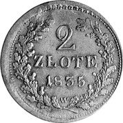 Poland 2 Zlotych Krakow City Pattern 1835  KM# Pn3 2 ZŁOTE 1835 coin reverse Poland 2 Zlotych Krakow City Pattern 1835  KM# Pn3 2 ZŁOTE 1835 coin reverse