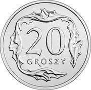 Poland 20 Groszy Circulation Coin 2017 MW Y# 972 20 GROSZY coin reverse Poland 20 Groszy Circulation Coin 2017 MW Y# 972 20 GROSZY coin reverse