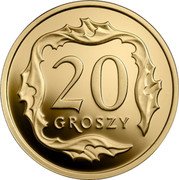 Poland 20 Groszy One Hundred Years of the Zloty 2019 MW Proof; all in proof set 20 GROSZY coin reverse