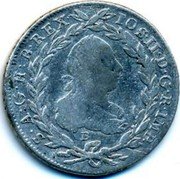 Austria 20 Kreuzer Josef II 1783 IOS II D G R IMP S A G H B REX B coin obverse Austria 20 Kreuzer Josef II 1783 IOS II D G R IMP S A G H B REX B coin obverse