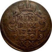 Italy 20 Soldi (Carlo VI) MINI DVX 1721 XX coin reverse Italy 20 Soldi (Carlo VI) MINI DVX 1721 XX coin reverse