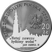 Poland 20 Zlotych The 350th Anniversary of Defence of Jasna Gora in Czestochowa 2005 MW Proof Y# 597 TUTAJ ZAWSZE BYLISMY WOINI JAN PAWEL II 20 ŹL coin obverse Poland 20 Zlotych The 350th Anniversary of Defence of Jasna Gora in Czestochowa 2005 MW Proof Y# 597 TUTAJ ZAWSZE BYLISMY WOINI JAN PAWEL II 20 ŹL coin obverse