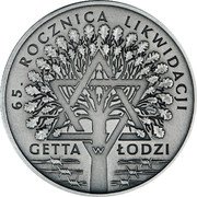 Poland 20 Zlotych 65th Anniversary of the Liquidation of the Lodz Ghetto 2009 MW Y# 693 65. ROCZNICA LIKWIDACJI GETTA W ŁODZI coin reverse Poland 20 Zlotych 65th Anniversary of the Liquidation of the Lodz Ghetto 2009 MW Y# 693 65. ROCZNICA LIKWIDACJI GETTA W ŁODZI coin reverse