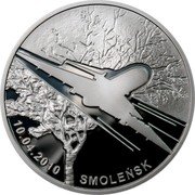 Poland 20 Zlotych Smolensk. The Memory of the Victims of 10.04.2010 2011 MW Proof Y# 771 10.04.2010 SMOLEŃSK coin reverse Poland 20 Zlotych Smolensk. The Memory of the Victims of 10.04.2010 2011 MW Proof Y# 771 10.04.2010 SMOLEŃSK coin reverse