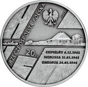 Poland 20 Zlotych Poles Rescuing the Jews 2012 MW Y# 814 RZECZPOSPOLITA POSLKA 2012 MW 20 ZŁ CIEPIELÓW 6.12.1942 SIEDLISKA 15.03.1943 MARKOWA 24.03.1944 coin obverse Poland 20 Zlotych Poles Rescuing the Jews 2012 MW Y# 814 RZECZPOSPOLITA POSLKA 2012 MW 20 ZŁ CIEPIELÓW 6.12.1942 SIEDLISKA 15.03.1943 MARKOWA 24.03.1944 coin obverse
