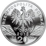 Poland 20 Zlotych Red-necked Wallaby 2013 MW Proof Y# 855 RZECZPOSPOLITA POLSKA MW 2013 ZŁ 20 ZŁ coin obverse
