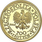 Poland 200 Zlotych 1000th Anniversary of Wroclaw City 2000 Proof Y# 393 RZECZPOSPOLITA POLSKA 2000 MW 200 ZŁOTYCH coin obverse