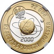 Poland 200 Zlotych Millennium 2000 Proof Y# 375 RZECZPOSPOLITA POLSKA 200 ZŁ MW 2000 coin obverse