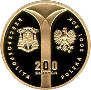 Poland 200 Zlotych Centenary of Priest Cardinal Stefan Wyszynski's Birth 2001 MW Proof Y# 420 RZECZPOSPOLITA POLSKA 2001 ROK MW 200 ZŁOTYCH coin obverse Poland 200 Zlotych Centenary of Priest Cardinal Stefan Wyszynski's Birth 2001 MW Proof Y# 420 RZECZPOSPOLITA POLSKA 2001 ROK MW 200 ZŁOTYCH coin obverse