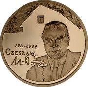 Poland 200 Zlotych Czeslaw Milosz 2011 MW Proof Y# 787 1911-2004 CZESŁAW MIŁOSZ. coin reverse Poland 200 Zlotych Czeslaw Milosz 2011 MW Proof Y# 787 1911-2004 CZESŁAW MIŁOSZ. coin reverse