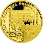 Poland 200 Zlotych 450 Years of the Polish Postal Service 2008 MW Proof Y# 654 RZECZPOSPOLITA POLSKA 2008 200 ZŁ MW coin obverse Poland 200 Zlotych 450 Years of the Polish Postal Service 2008 MW Proof Y# 654 RZECZPOSPOLITA POLSKA 2008 200 ZŁ MW coin obverse