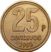 Argentina 25 Centavos Pattern 1993  25 P CENTAVOS 1993 coin reverse Argentina 25 Centavos Pattern 1993  25 P CENTAVOS 1993 coin reverse