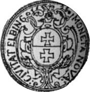 Poland 3 Talar (Gustaw II Adolf Swedish Occupation) MONETA NOVA CIVITAT ELBING 16 28 coin reverse