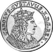 Poland 5 Ducat Karol X Gustaw Swedish Occupation 1658  CAROLVS GVSTAVUS X D G REX coin obverse