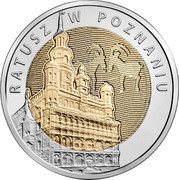Poland 5 Zlotych Poznan Town Hall 2015 MW Y# 927 RATUSZ W POZNANIU coin reverse Poland 5 Zlotych Poznan Town Hall 2015 MW Y# 927 RATUSZ W POZNANIU coin reverse