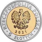 Poland 5 Zlotych Ksiaz Castle in Walbrzych 2021 MW RZECZPOSPOLITA POLSKA MW 2021 5 ZŁOTYCH coin obverse Poland 5 Zlotych Ksiaz Castle in Walbrzych 2021 MW RZECZPOSPOLITA POLSKA MW 2021 5 ZŁOTYCH coin obverse