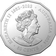 Australia 50 Cents In the name of Elizabeth II.6th Portrait. Year of the Dragon 2024 BU in PNC ELIZABETH II 1952-2022 AUSTRALIA 2024 50 CENTS JC coin obverse Australia 50 Cents In the name of Elizabeth II.6th Portrait. Year of the Dragon 2024 BU in PNC ELIZABETH II 1952-2022 AUSTRALIA 2024 50 CENTS JC coin obverse