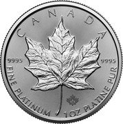 Canada 50 Dollars Maple Leaf Bullion 2024 ₂₄ CANADA 9995 9995 FINE PLATINUM 1 OZ PLATINE PUR coin reverse Canada 50 Dollars Maple Leaf Bullion 2024 ₂₄ CANADA 9995 9995 FINE PLATINUM 1 OZ PLATINE PUR coin reverse