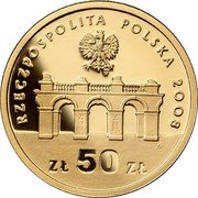 Poland 50 Zlotych 90th Anniversary of Regaining Independence by Poland 2008 MW Proof Y# 652 RZECZPOSPOLITA POLSKA 2008 MW ZŁ 50 ZŁ coin obverse