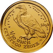Poland 50 Zlotych White-tailed Eagle 2011 MW Y# 292 1/10 UNCJI CZYSTEGO ZŁOTA 9999 coin reverse Poland 50 Zlotych White-tailed Eagle 2011 MW Y# 292 1/10 UNCJI CZYSTEGO ZŁOTA 9999 coin reverse