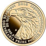 Poland 50 Zlotych (White-tailed Eagle) 2018 DS 1/10 OZ 9999 AU 100-LECIE ODZYSKANIA PRZEZ POLSKĘ NIEPODLEGŁOŚCI coin reverse