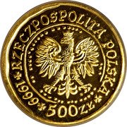 Poland 500 Zlotych White-tailed Eagle 1999 Y# 295 RZECZPOSPOLITA POLSKA 1999 500 ZŁ MW coin obverse Poland 500 Zlotych White-tailed Eagle 1999 Y# 295 RZECZPOSPOLITA POLSKA 1999 500 ZŁ MW coin obverse