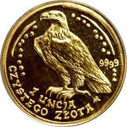 Poland 500 Zlotych White-tailed Eagle 1999 Y# 295 1 UNCJA CZYSTEGO ZŁOTA 9999 coin reverse Poland 500 Zlotych White-tailed Eagle 1999 Y# 295 1 UNCJA CZYSTEGO ZŁOTA 9999 coin reverse