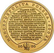 Poland 500 Zlotych (Sigismundus III) RZECZPOSPOLITA POLSKA 500 ZŁ 20 20 MW JOANNIS REG SVECLAE FILIUS, SIGISMUNDI I.JAGEL EX MATRE CATHARINA NEPOS, ELECT A.D.1587. D.19.AUG CAP TO SCEPTRI AEMULO MAXIMIL AUSTRIO CORON: 27.DEC SVEC REG= NUM AMISIT OB FIDEM CATHOLICĀ CONSTANTER PROFESSAM E JU S AU SPICIIS VICINI POLON HOSTES SAEPE PROFLIGATI SMOLENSCUM AB IPSOMET CAPTUM CŪ TURCIS DECORA PAX ARMIS PARTA CIVILES MOTUS COMPRESSI OBIIT VARSAVIAE IN ARCE QUAM INSTAURAVIT coin obverse