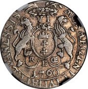 Poland 6 Groszy (August III) MON ARGENT CIVITAT GEDANENSIS VI 1760 R E OE coin reverse Poland 6 Groszy (August III) MON ARGENT CIVITAT GEDANENSIS VI 1760 R E OE coin reverse