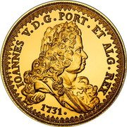 Portugal 7,5 Euro Jean V 2024 Proof IOANNES V D G PORT ET ALG REX 1731 coin obverse Portugal 7,5 Euro Jean V 2024 Proof IOANNES V D G PORT ET ALG REX 1731 coin obverse