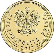 Poland Grosz Circulation Coin. Oak Leaf 2017 MW Y# 923 MW RZECZPOSPOLITA POLSKA 2014 coin obverse Poland Grosz Circulation Coin. Oak Leaf 2017 MW Y# 923 MW RZECZPOSPOLITA POLSKA 2014 coin obverse