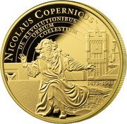 Niue One Hundred Dollars (Copernicus 550th Anniversary) NICOLAUS COPERNICUS DE REVOLUTIONIBUS ORBIUM COELESTIUM 1473 - 1543 coin reverse