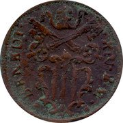 Italy 1/2 Baiocco (Gubbio Coin) KM# 154 BENEDI XIV P M coin obverse Italy 1/2 Baiocco (Gubbio Coin) KM# 154 BENEDI XIV P M coin obverse