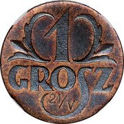 Poland 1 Grosz (German Occupation WW II. Trial Strike) 1 GROSZ 21/V coin reverse Poland 1 Grosz (German Occupation WW II. Trial Strike) 1 GROSZ 21/V coin reverse