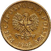 Poland 1 Grosz (Proba Coin) KM# Pr2 RZECZPOSPOLITA POLSKA 1949 coin obverse Poland 1 Grosz (Proba Coin) KM# Pr2 RZECZPOSPOLITA POLSKA 1949 coin obverse