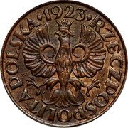 Poland 1 Grosz (Trial Strike. Inverted Die) 1923 RZECZPOSPOLITA POLSKA J W coin obverse Poland 1 Grosz (Trial Strike. Inverted Die) 1923 RZECZPOSPOLITA POLSKA J W coin obverse