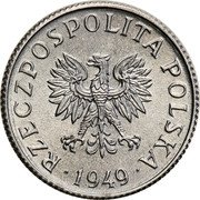 Poland 1 Grosz (Trial Strike) KM# Pr21 RZECZPOSPOLITA POLSKA 1949 coin obverse Poland 1 Grosz (Trial Strike) KM# Pr21 RZECZPOSPOLITA POLSKA 1949 coin obverse