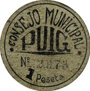 Spain 1 Peseta (Puig) CONSEJO MUNICIPAL PUIG 1 PESETA coin obverse Spain 1 Peseta (Puig) CONSEJO MUNICIPAL PUIG 1 PESETA coin obverse