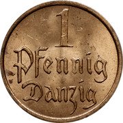 Poland 1 Pfennig (Danzig Coin) KM# 140 1 PFENNIG DANZIG coin obverse Poland 1 Pfennig (Danzig Coin) KM# 140 1 PFENNIG DANZIG coin obverse